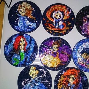 Hand Crafted | Other | Diamond Art Disney Princess Coastershand Crafted ...